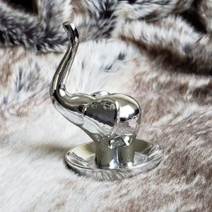 Good Luck Silver Colored Elephant Ring Holder Dish